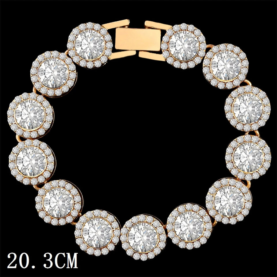 Fashion Bling Paved Rhinestone Prong Cuban Chain Bracelet for Women Men Hip Hop Iced Out Chunky Link Chain Bracelets New Jewelry