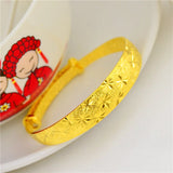 UMQ Golden Bracelet 999 Full Gold Color Dragon and Phoenix Auspicious Bracelet Thai Gold Vietnam Plated 24k Gold Bracelet Bridal