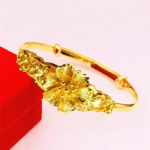 UMQ Golden Bracelet 999 Full Gold Color Dragon and Phoenix Auspicious Bracelet Thai Gold Vietnam Plated 24k Gold Bracelet Bridal