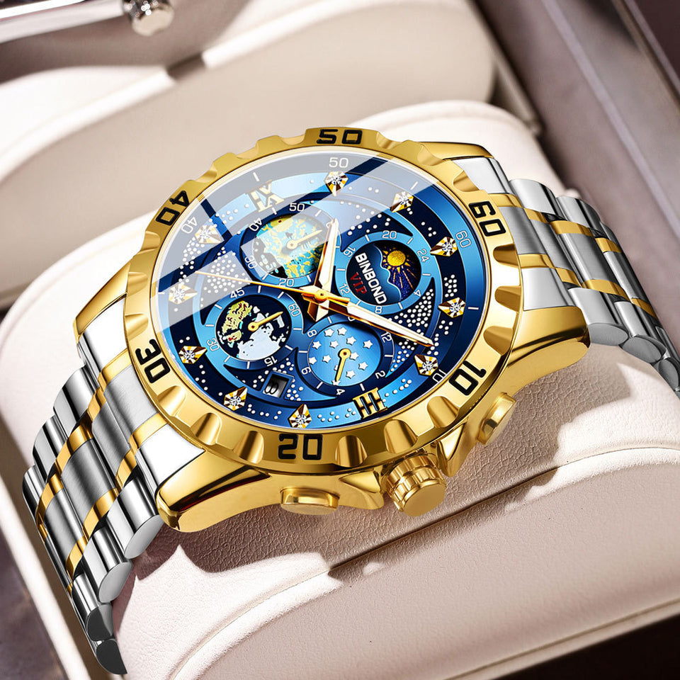 Small three-hand watch
Stainless steel men's watch
Leather strap quartz watch
Men's dress watch