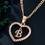 Sterling Silver Heart-Shaped Pendant Necklace with Zircon: Personalize Your Style with the Initial of Your Choice
