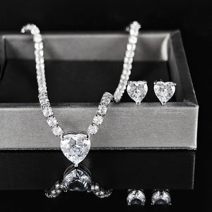 Tearsdrop Earrings Necklace Jewelry Set For Bride Bridesmaids Bridal Wedding Party Prom Halloween Christmas Gift