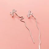 S925 Silver Bow Hanging Earrings