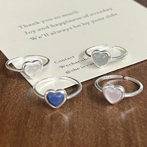 S925 c Minimalist Natural Crystal Ore Mini Heart Ring