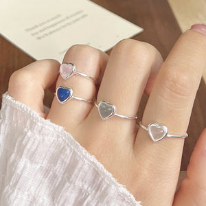 S925 c Minimalist Natural Crystal Ore Mini Heart Ring