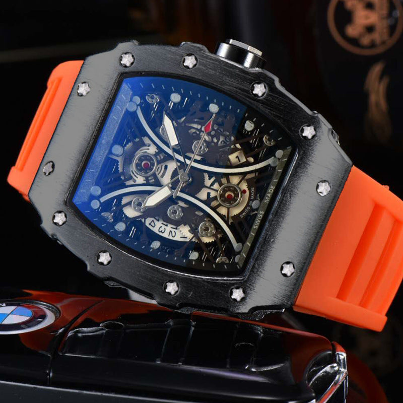 Men's Automatic Quartz Barrel-Shaped Watch